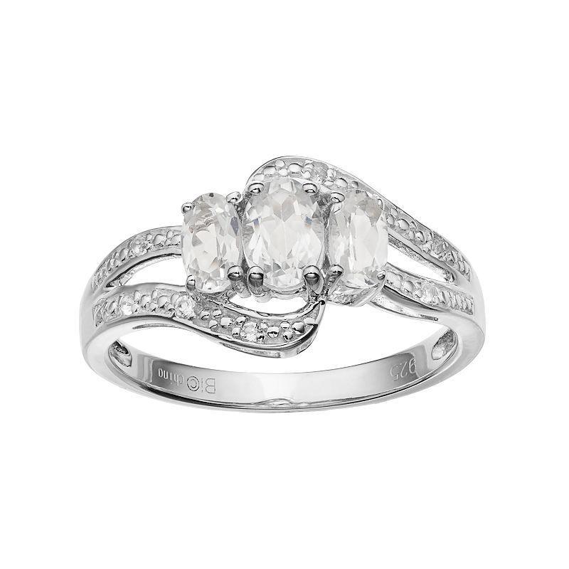 Gemminded Sterling Silver White Topaz 3-Stone Bypass Ring, Womens Product Image