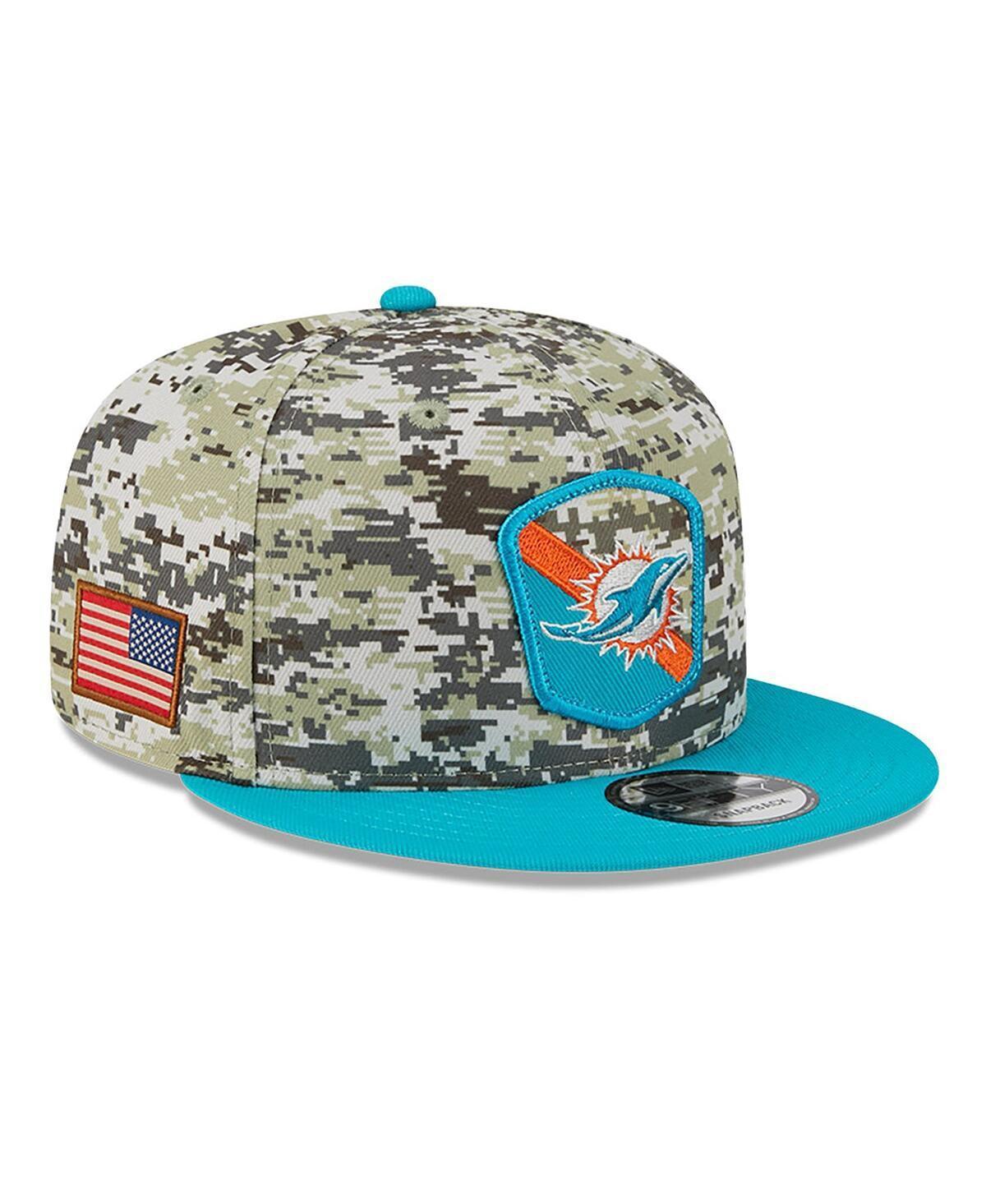 Mens New Era Camo/Aqua Miami Dolphins 2023 Salute To Service 9FIFTY Snapback Hat Product Image