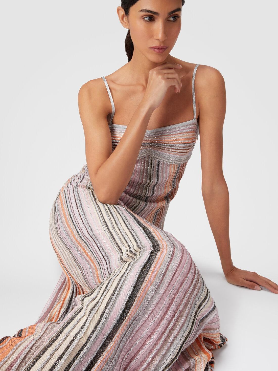 Long sleeveless dress in lamé pleated knit Multicoloured | Missoni Product Image