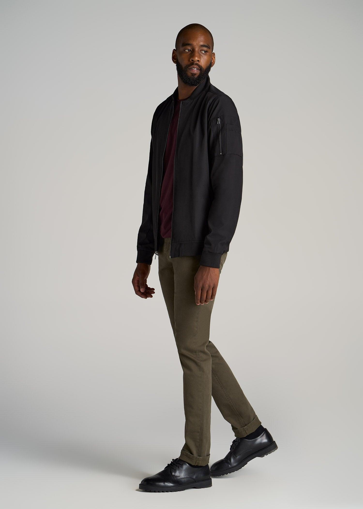 Bomber Jackets for Tall Men in Black Male Product Image