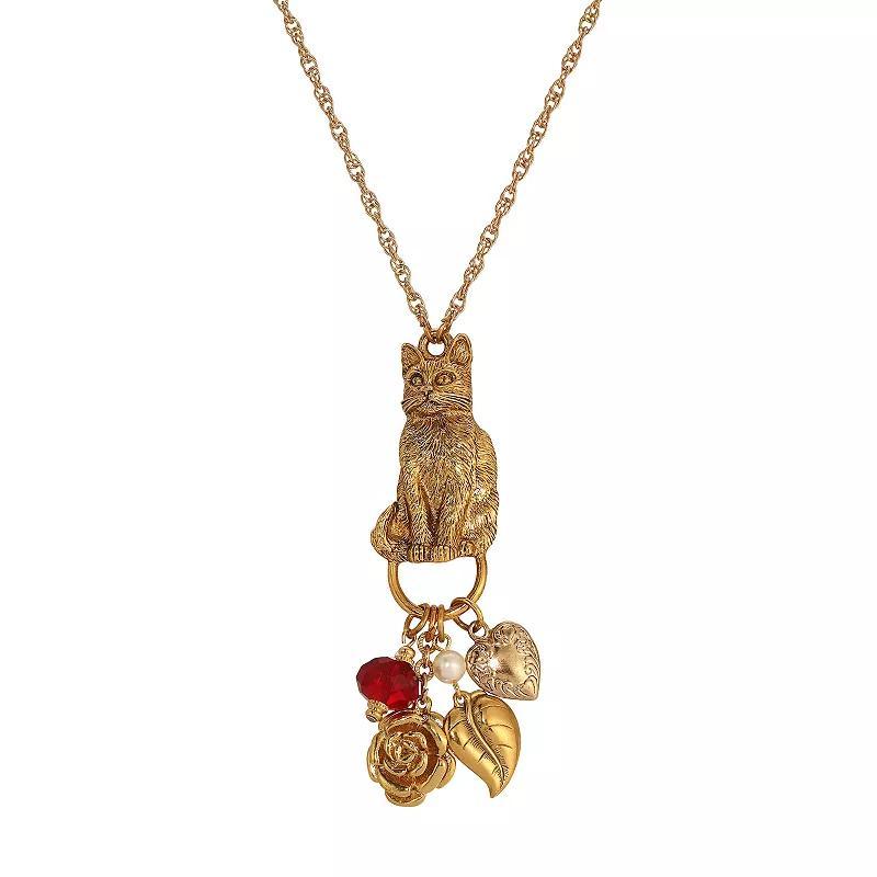 1928 Cat Charm Holder Necklace, Womens, Red Product Image