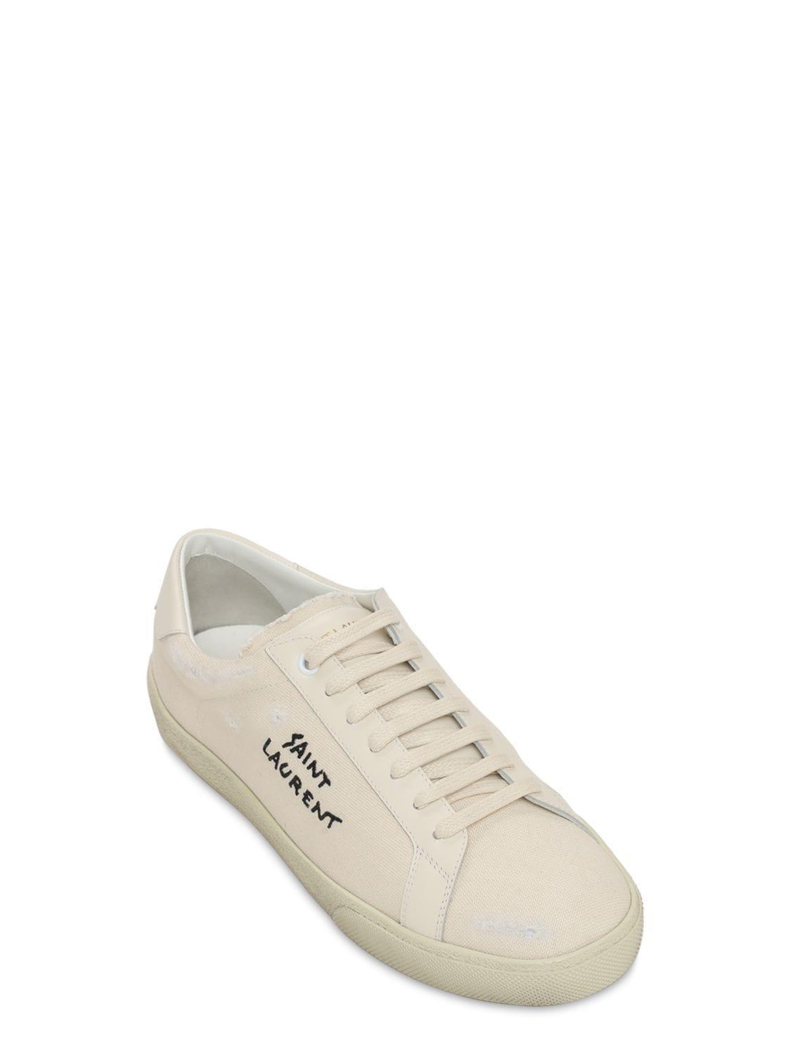 SAINT LAURENT Court Classic Lace-up Sneaker In Panna Product Image