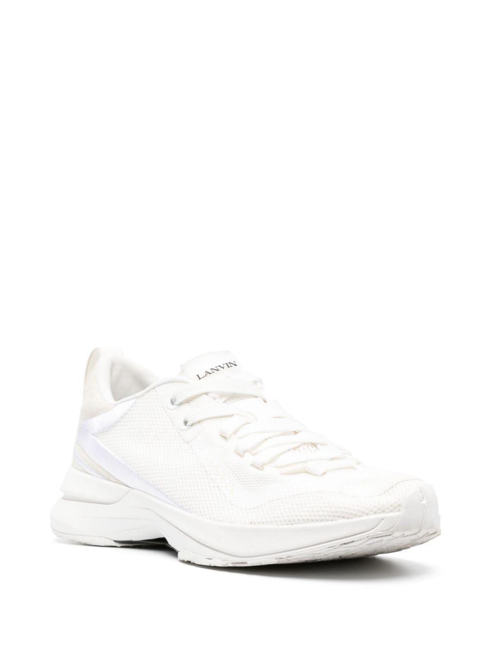 LANVIN Logo-detail Mesh Sneakers In White/white Product Image