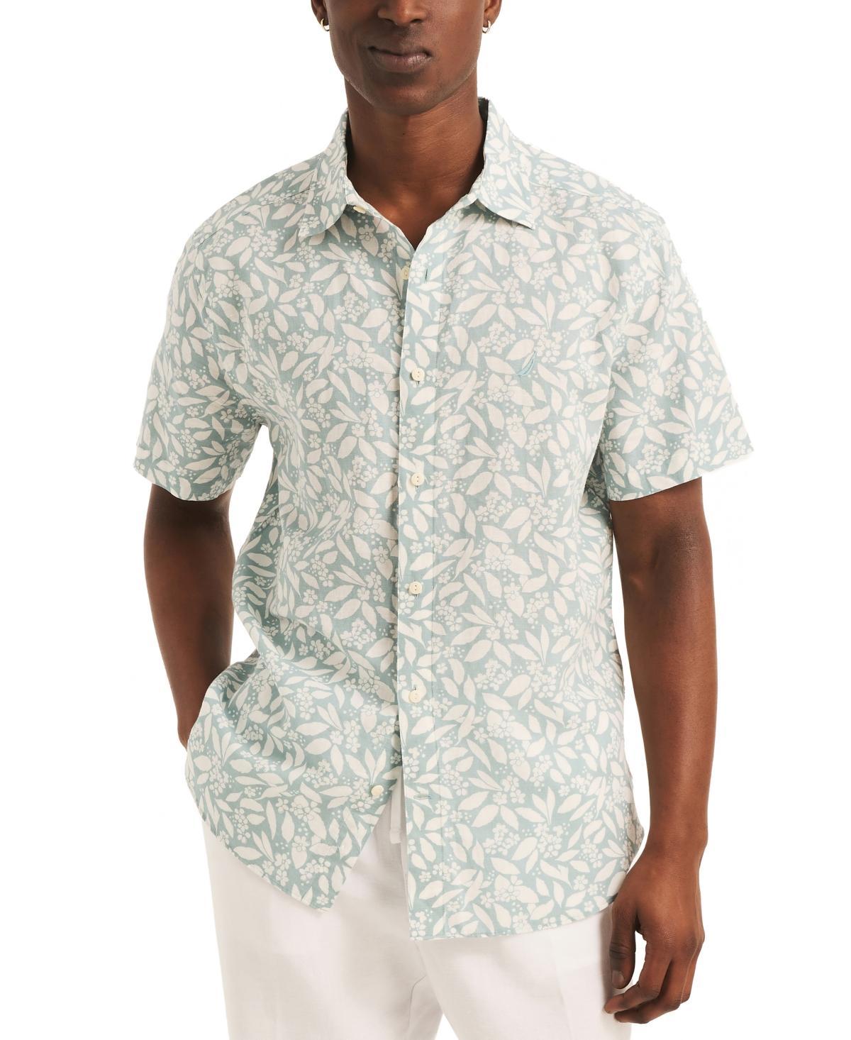 Nautica Mens Floral Print Short Sleeve Button-Front Shirt Product Image