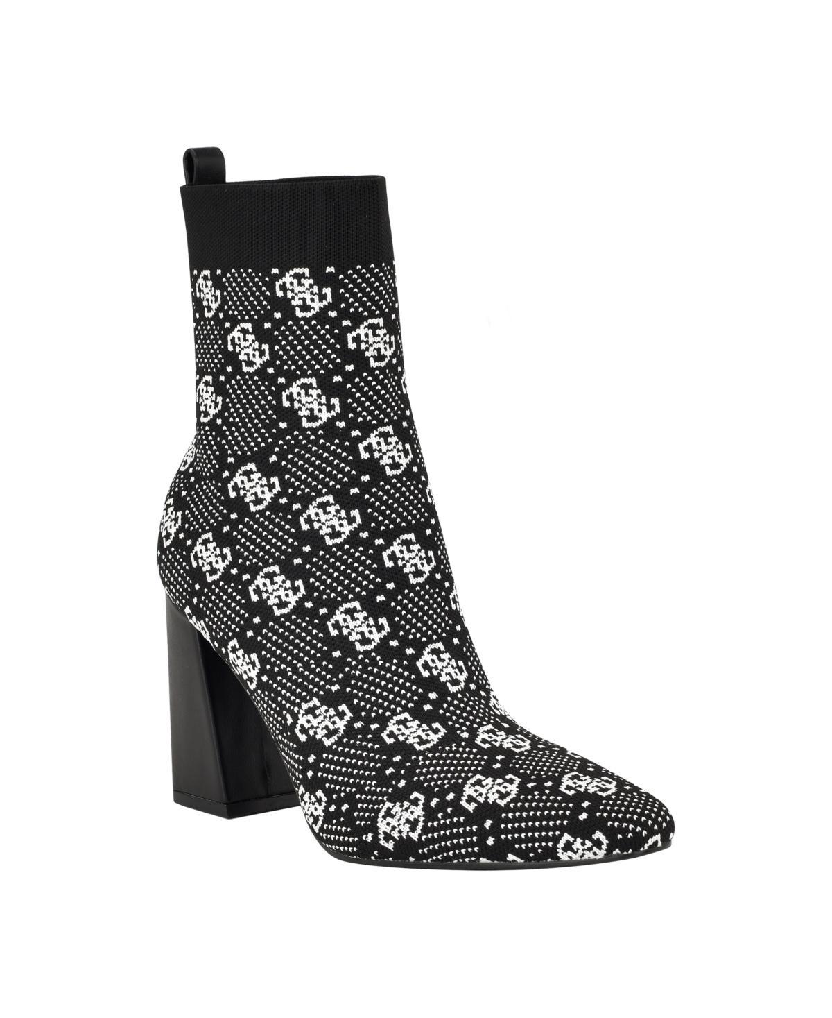 Guess Womens Yonel Block Heel Stretch Knit Logo Dress Booties Product Image