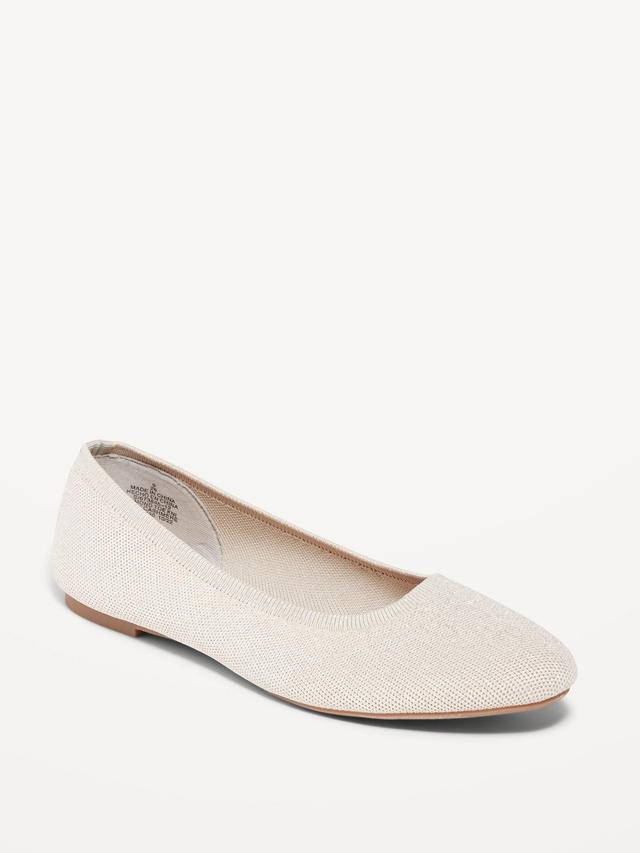 Old Navy Knit Almond-Toe Ballet Flats For Women - Abalone Pink - female - Size: 8 Product Image