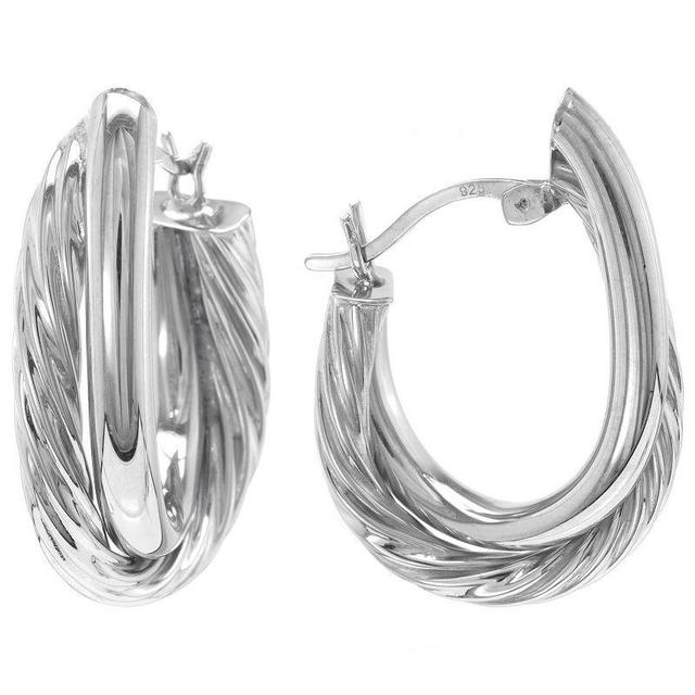 Judy Crowell Sterling Silver Textured & High Polish Twist Hoop Earrings, Womens Product Image