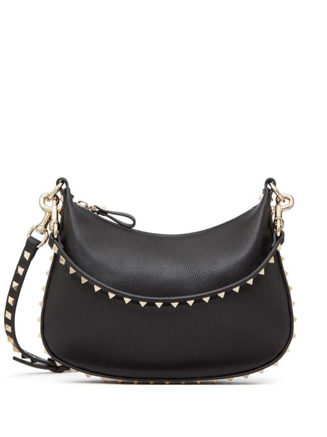 Small Rockstud Leather Shoulder Bag In Black Product Image