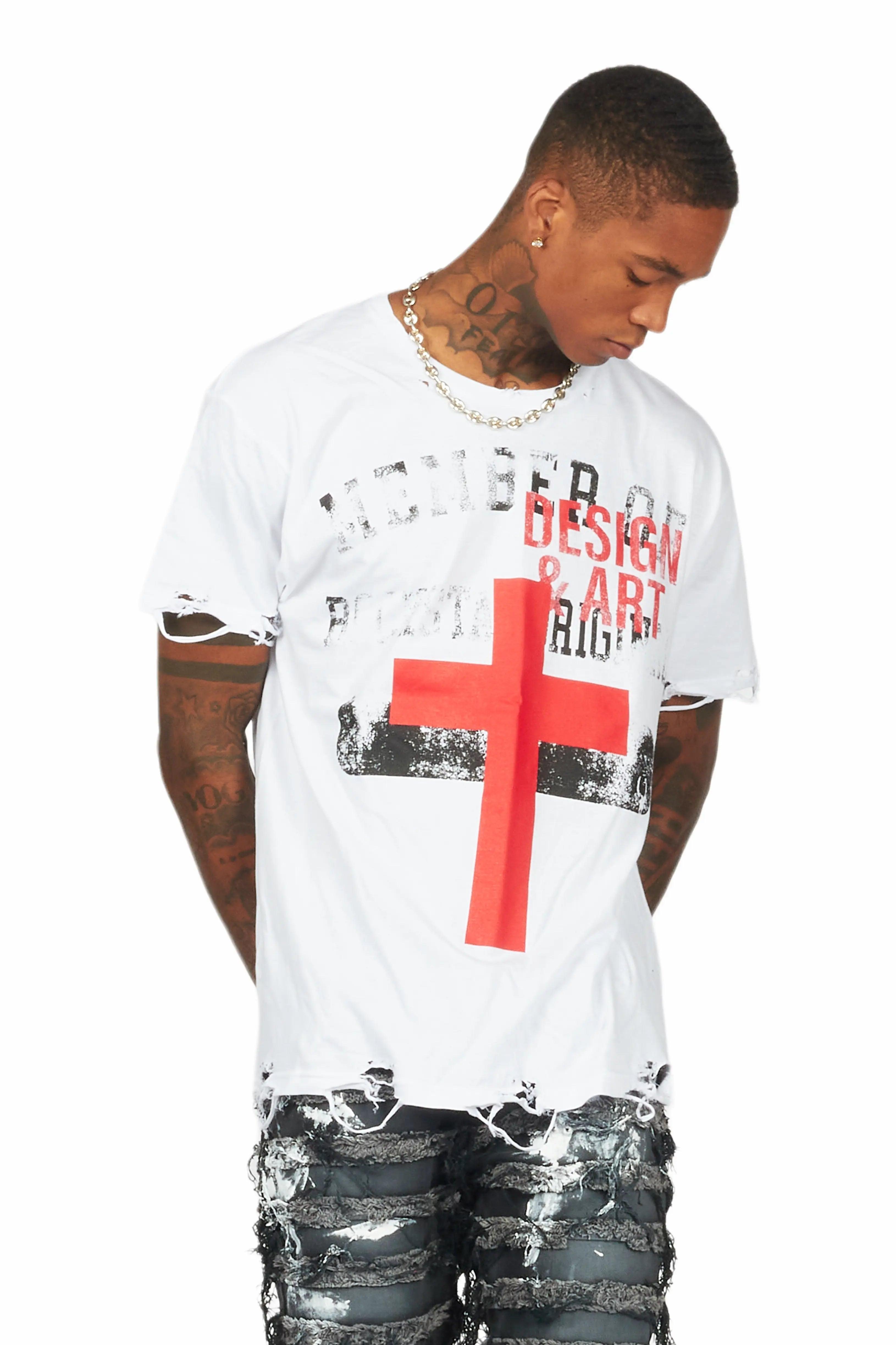 Jahan White Oversized Graphic T-Shirt Male Product Image