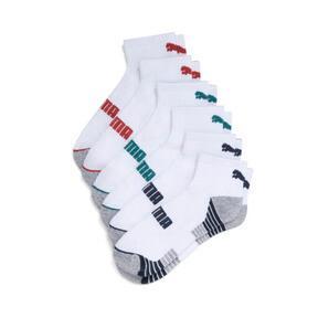 PUMA Men's Half-Terry Quarter-Length Crew Socks (6 Pairs) in White/Red Product Image