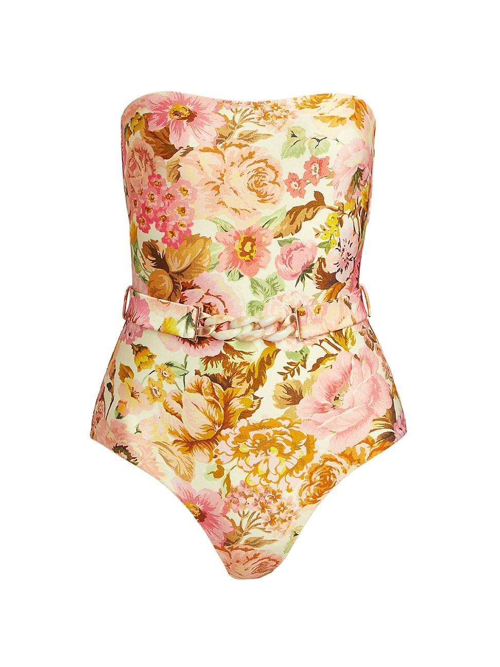 Womens Strapless Belted One-Piece Swimsuit Product Image