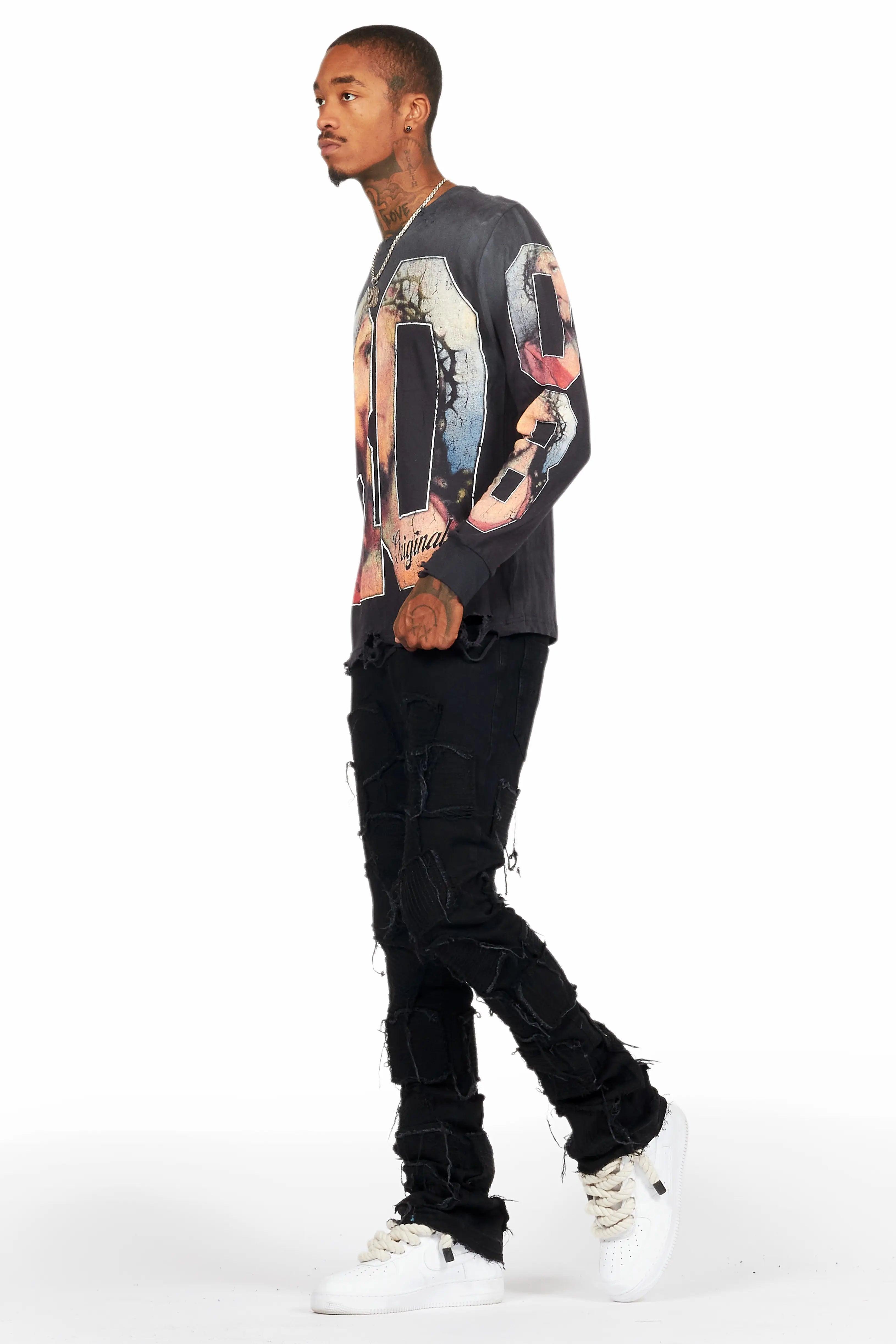 Gawel Jet Black Stacked Flare Jean Male Product Image