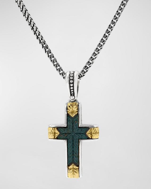 Mens Two-Tone Bloodstone Cross Pendant Product Image