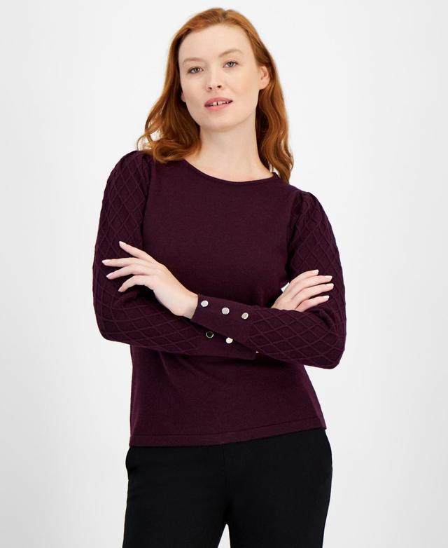 Anne Klein Womens Diamond-Sleeve Sweater Product Image