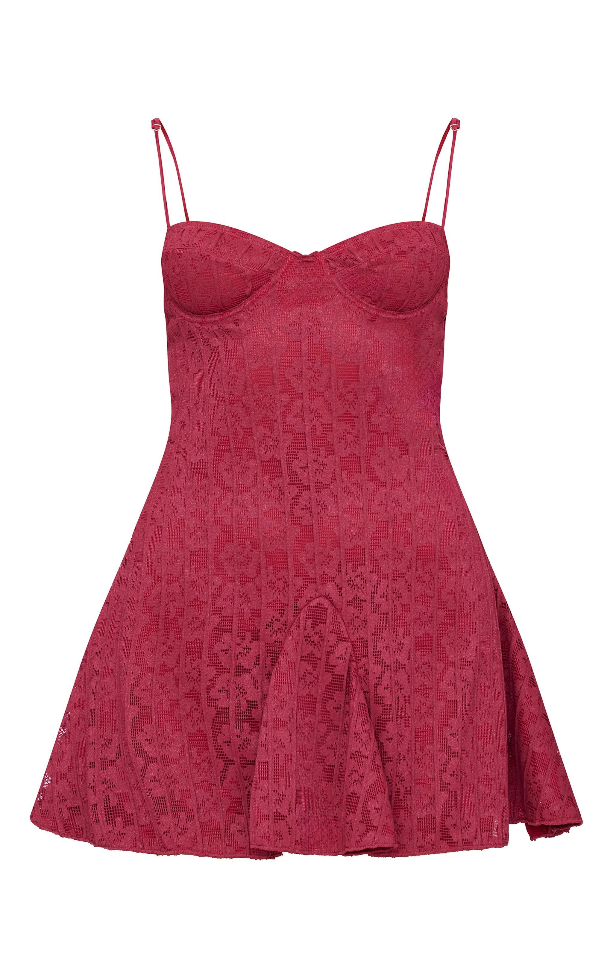 Cherry Red Lace Mini Shift Dress Product Image