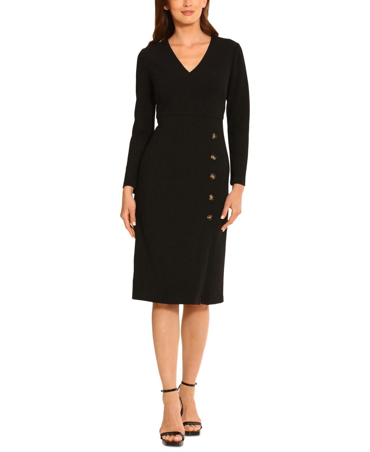 Maggy London Womens Long-Sleeve V-Neck Sheath Dress Product Image