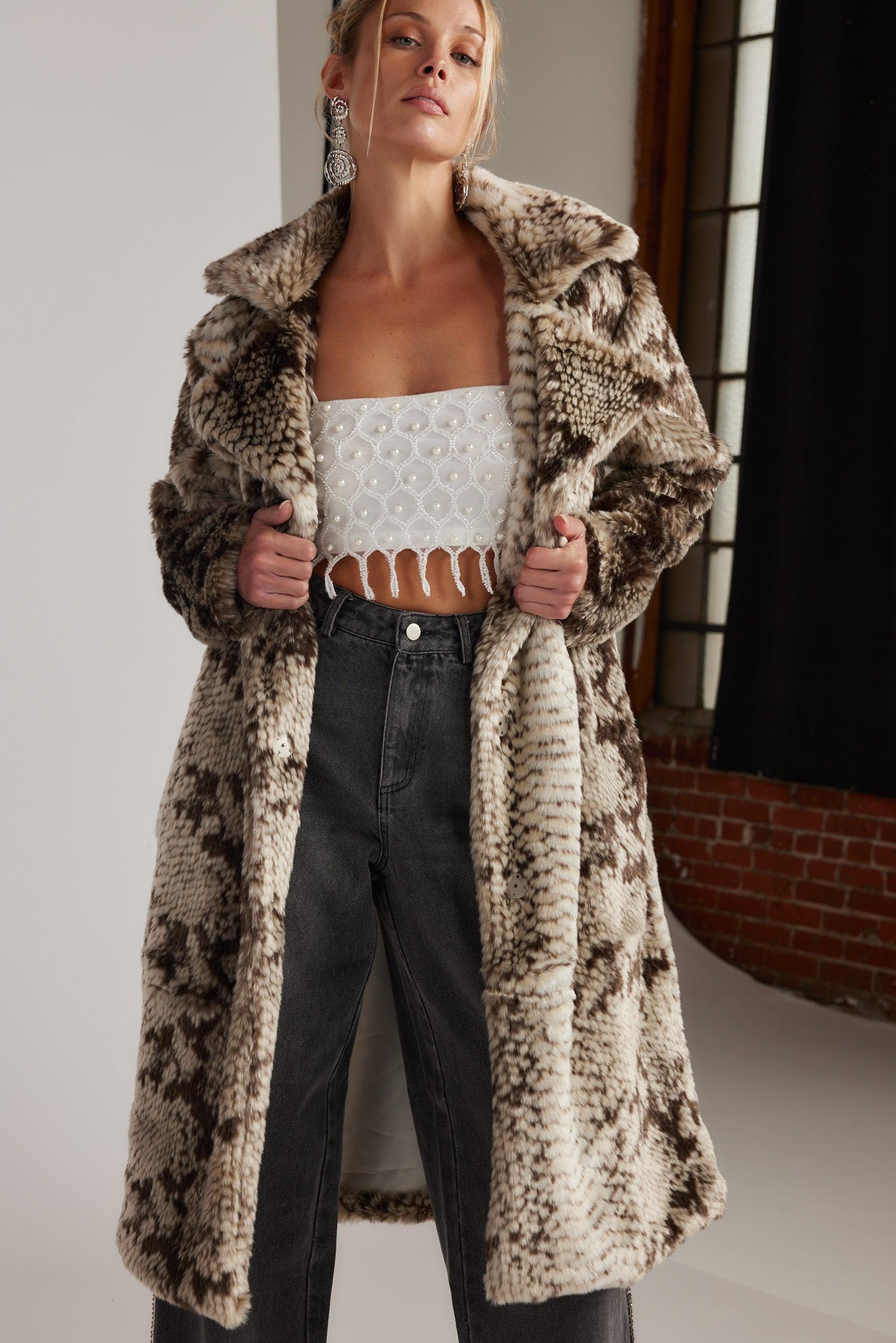 Vivienne Grey Snake Faux Fur Jacket Product Image