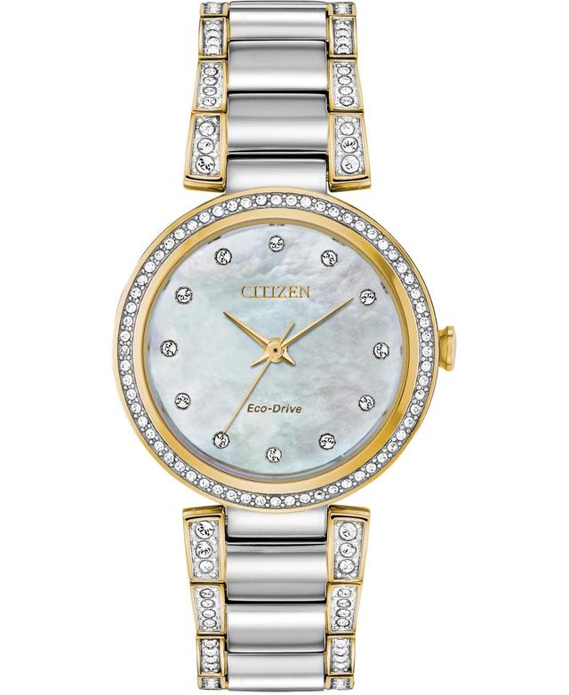 Citizen Eco-Drive Womens Silhouette Crystal Accent Two Tone Watch - EM0844-58D Product Image