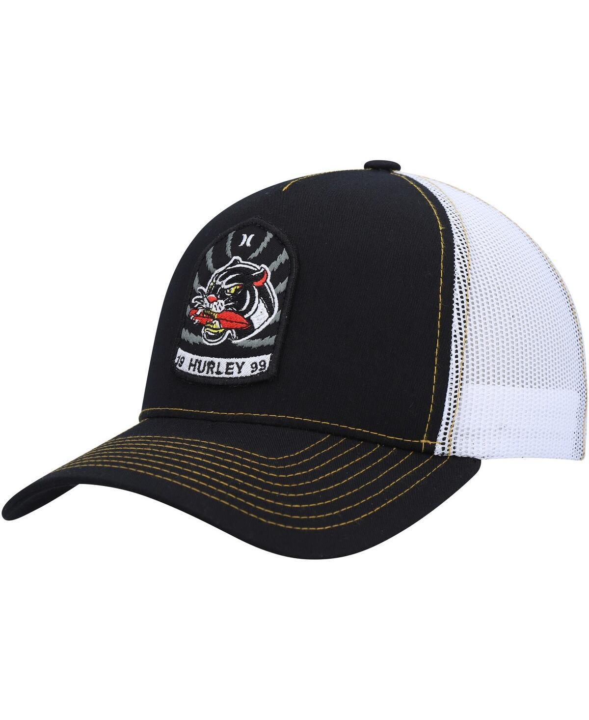 Mens Hurley Black, White Wild Things Trucker Snapback Hat Product Image