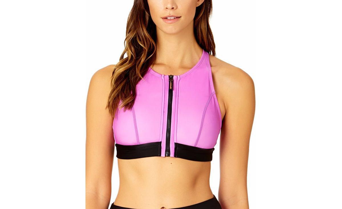 Coppersuit Womens Colorblock Zip Longline Bra Swim Top Product Image