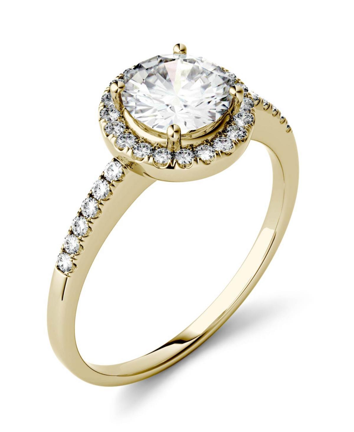 14k Gold 1 1/3 Carat T.W. Lab-Created Moissanite Round Halo Ring, Womens Yellow Product Image