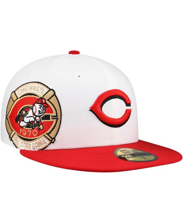 Mens New Era White/Red Cincinnati Reds Major Sidepatch 59FIFTY Fitted Hat Product Image