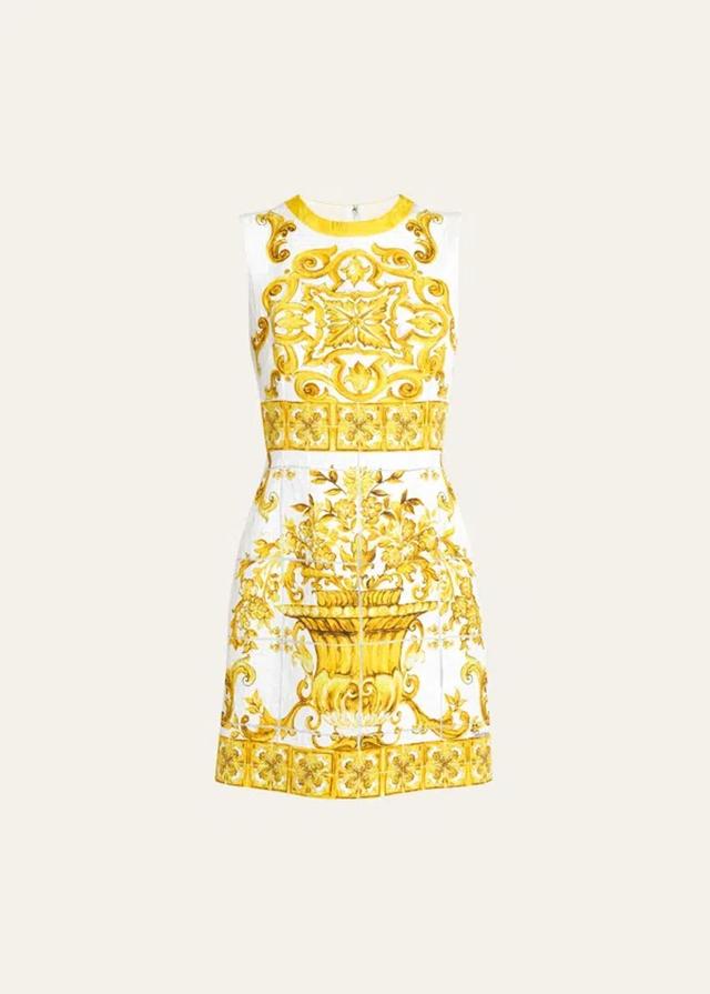 Printed Sleeveless Mini Dress In Yellow Product Image