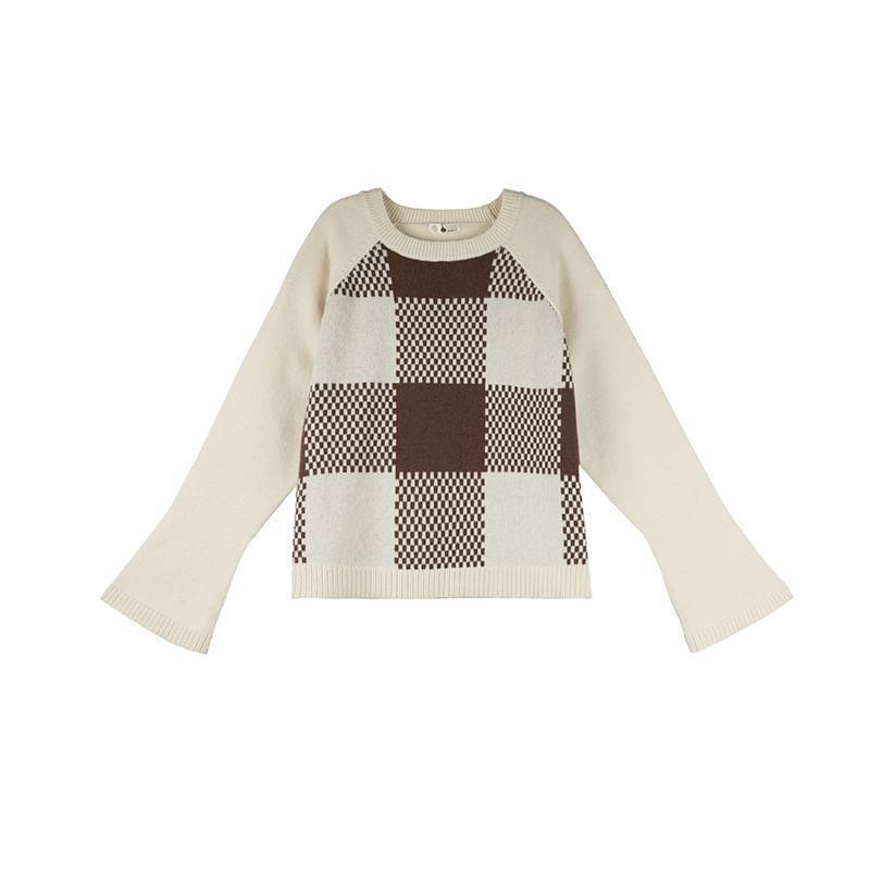 Plus Size Crewneck Plaid Sweater Product Image