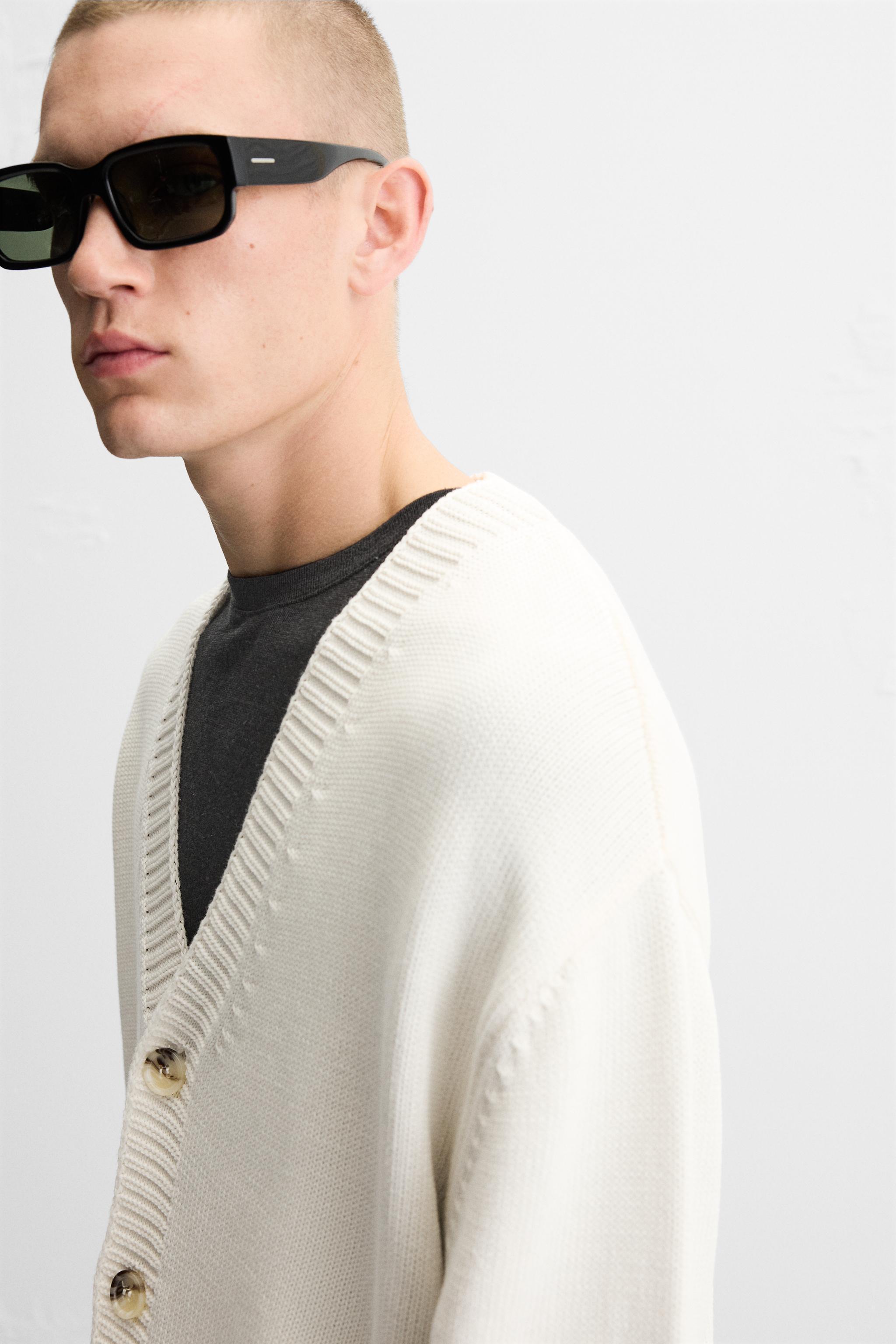 TEXTURED COTTON CARDIGAN Product Image