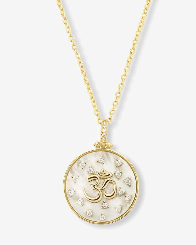 Om Medallion Necklace - Gold|White Diamondettes Product Image