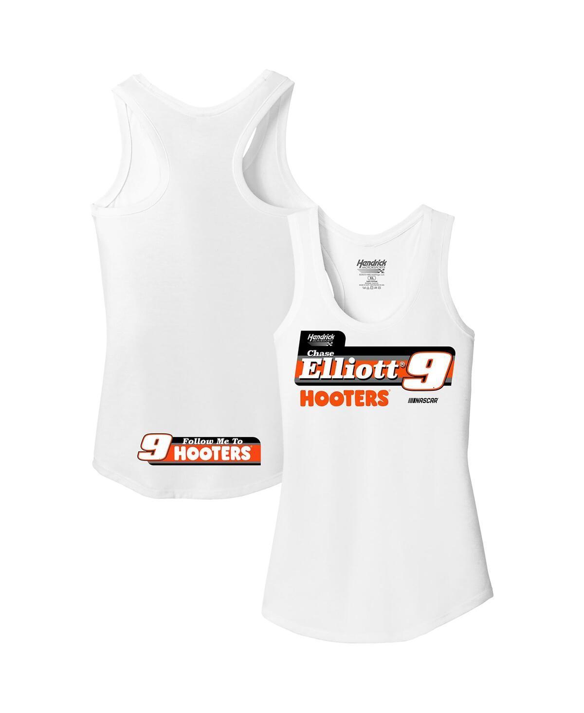 Womens Hendrick Motorsports Team Collection White Chase Elliott Hooters Racer Back Tank Top Product Image