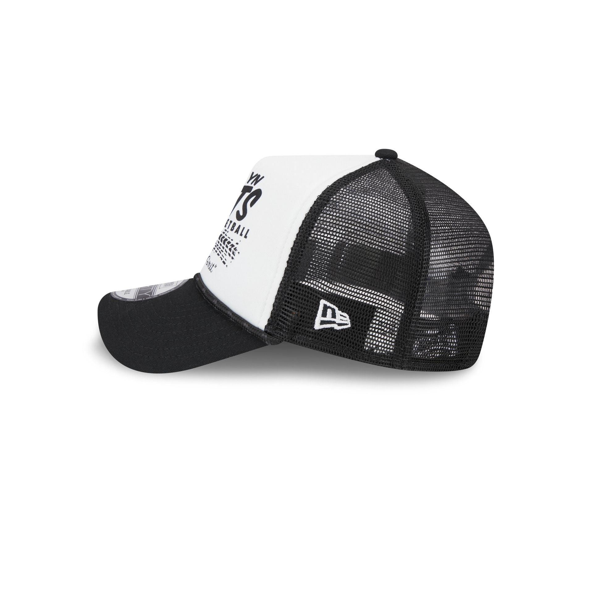 Brooklyn Nets 2024 Rally Drive White 9FORTY A-Frame Trucker Hat Male Product Image