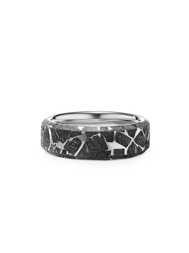 Mens Meteorite Band Ring in Sterling Silver Product Image