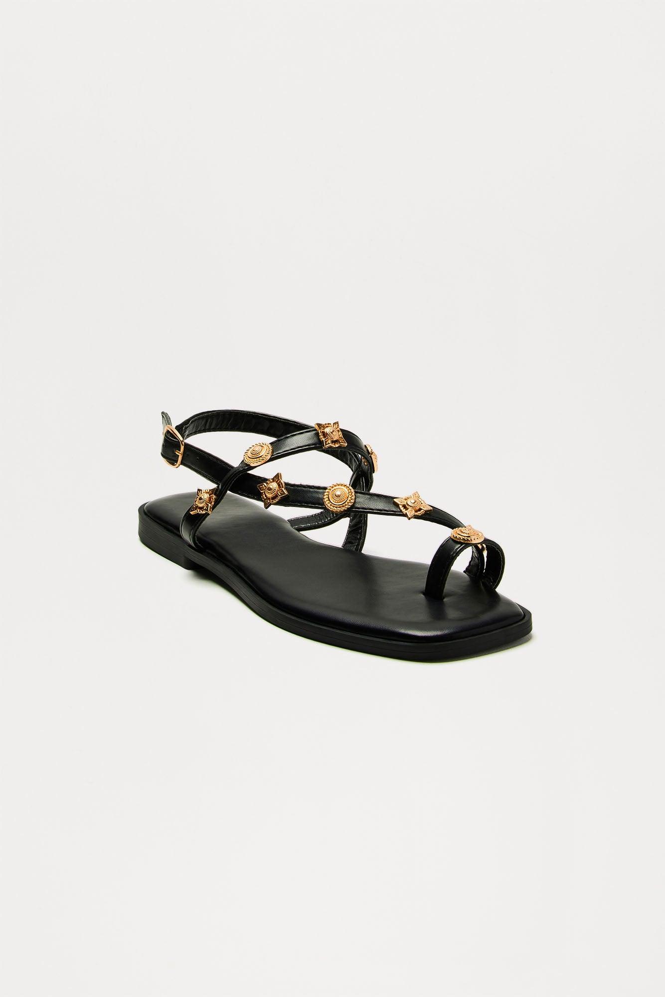 Bright Idea Studded Sandals - Black Product Image