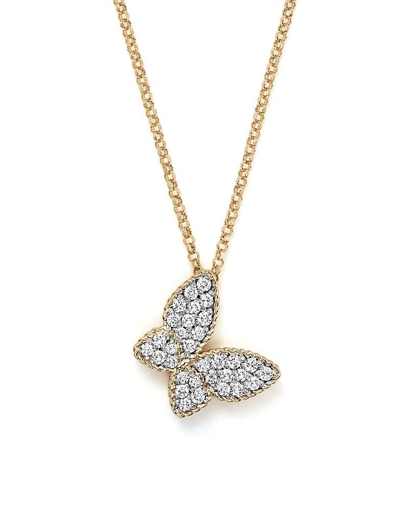 Roberto Coin 18K Yellow Gold Tiny Treasures Princess Diamond Butterfly Necklace, 18 Product Image