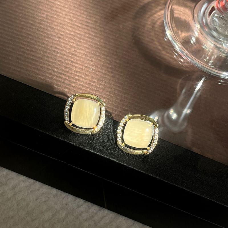 Square Rhinestone Alloy Earring Product Image