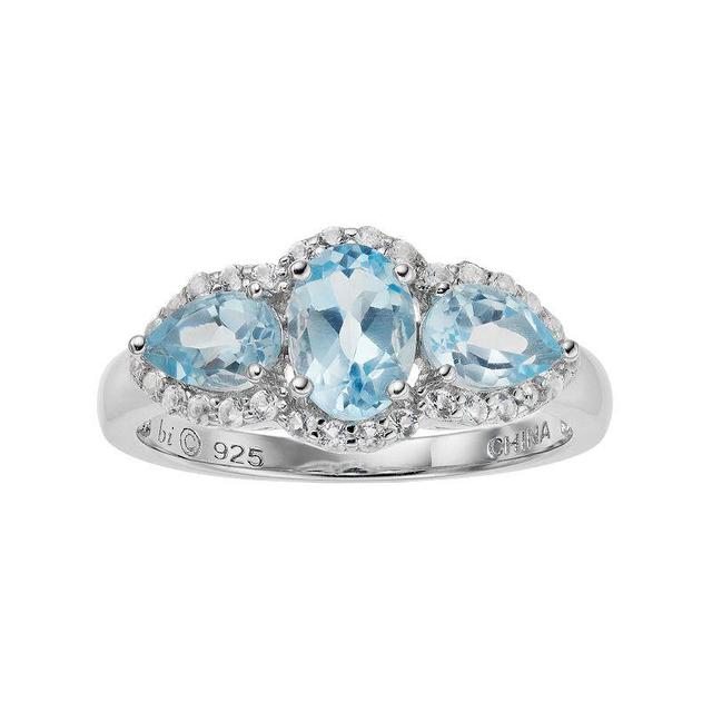 Gemminded Sterling Silver Blue & White Topaz 3-Stone Ring, Womens Product Image