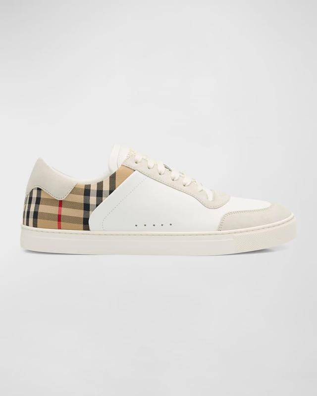 Men's Leather-Suede Check Sneakers Product Image