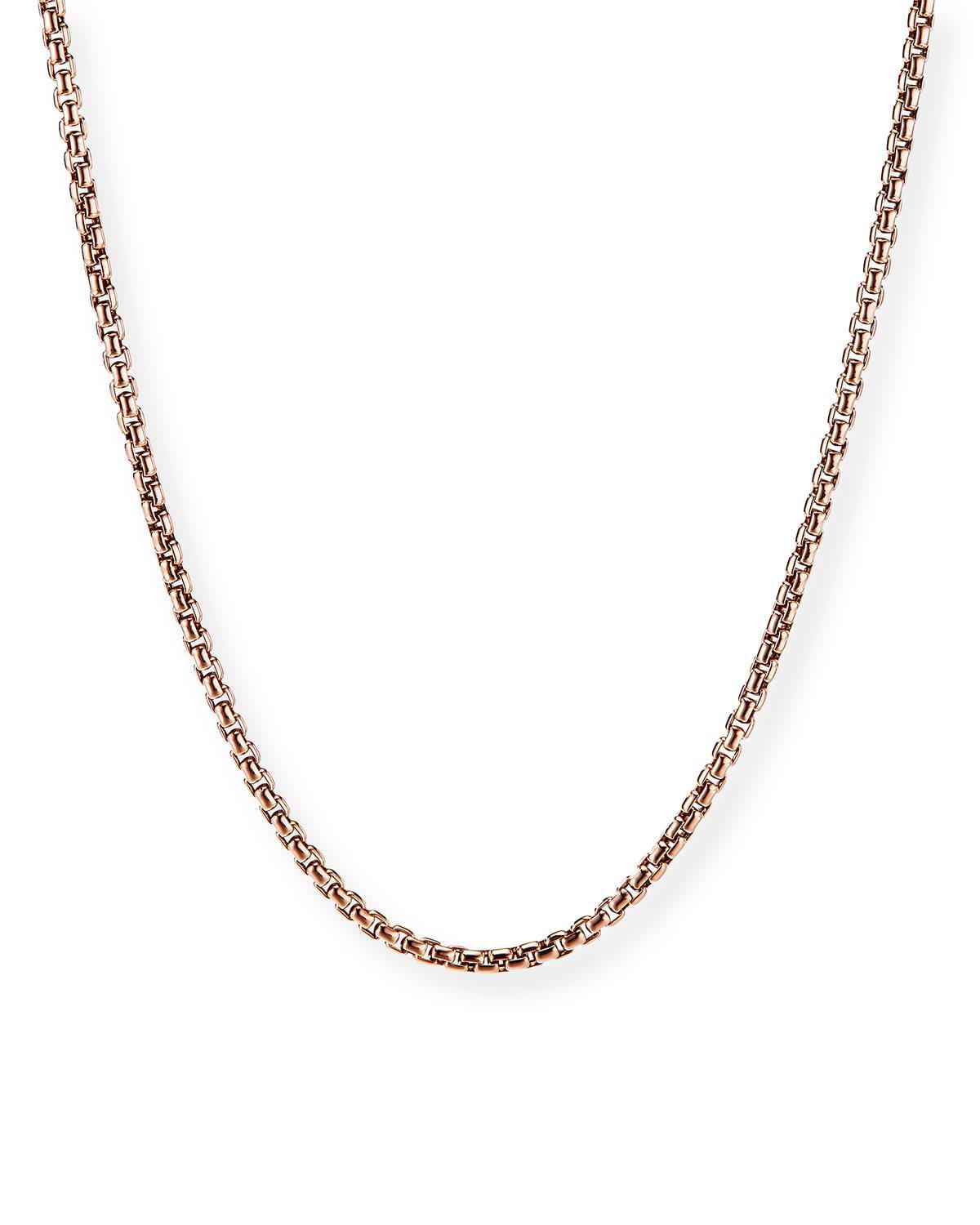 Mens Small Box Chain Necklace in 18K Rose Gold, 2.7mm Product Image