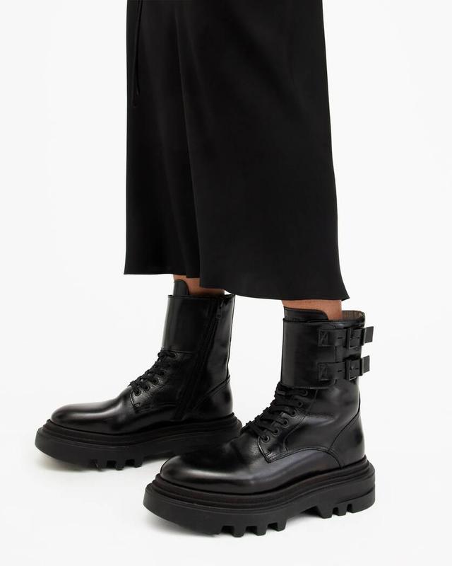 Zoe Lace Up Chunky Leather Boots Product Image