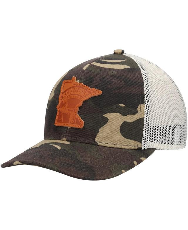 Mens Local Crowns Camo Minnesota Icon Woodland State Patch Trucker Snapback Hat Product Image