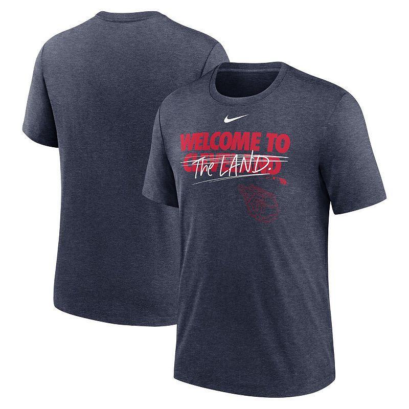 Mens Nike Heather Navy Cleveland Guardians Home Spin Tri-Blend T-Shirt Blue Product Image