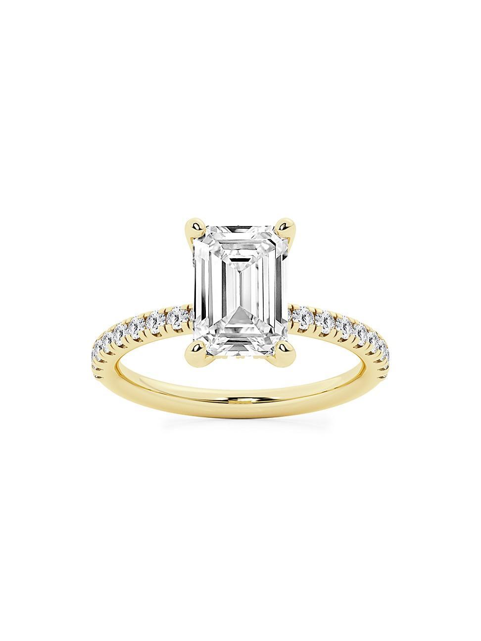 Womens 14K Yellow Gold & Emerald-Cut Lab-Grown Diamond Hidden Halo Ring/0.80-3.41 TCW Product Image