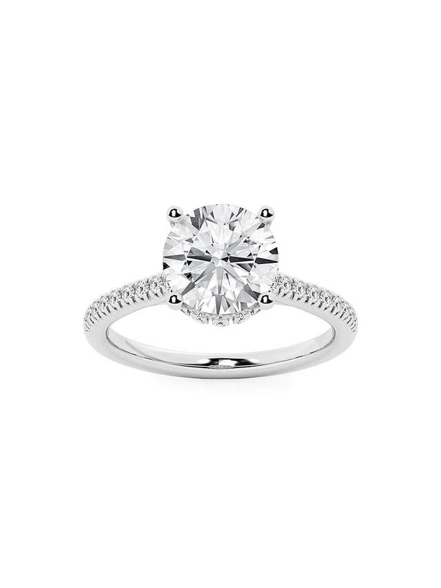 Womens 14K White Gold & 3.25 TCW Round Lab-Grown Diamond Engagement Ring Product Image