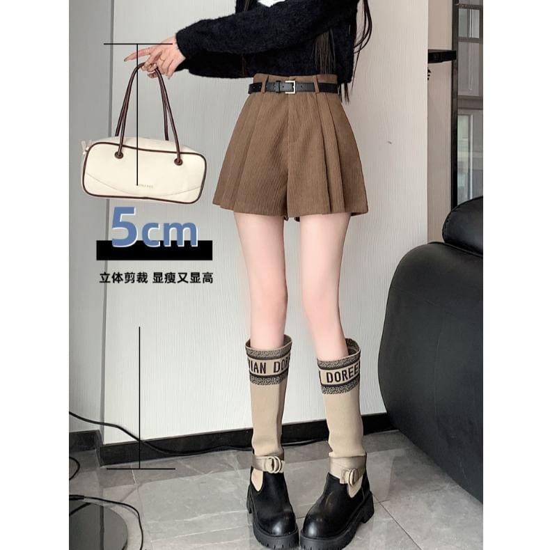 High Waist Plain Pleated Skort Product Image