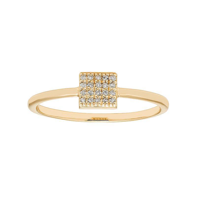 10k Gold Diamond Accent Square Ring, Womens White Product Image