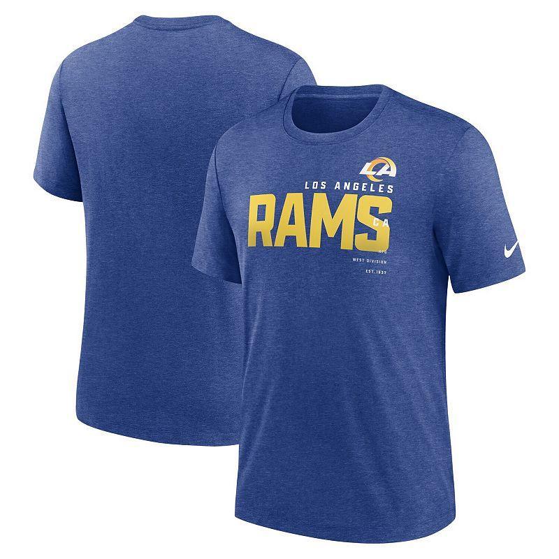 Mens Nike Heather Royal Los Angeles Rams Team Tri-Blend T-Shirt LAR Blue Product Image