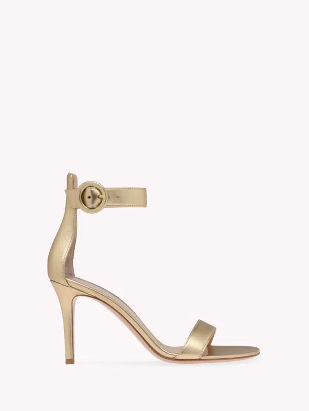 GIANVITO ROSSI Portofino 85 Metallic Leather Sandals In Gold product image