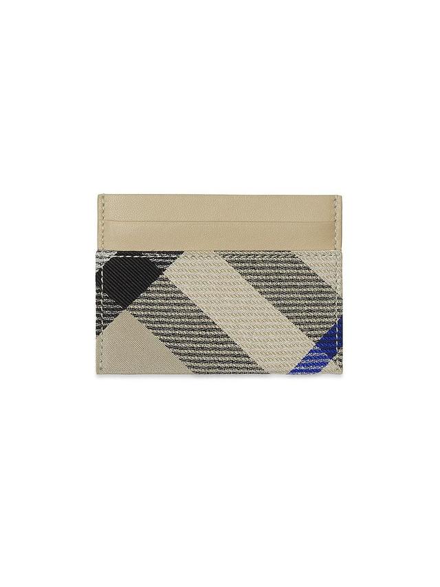 Womens Leather & Check Jacquard Card Case Product Image