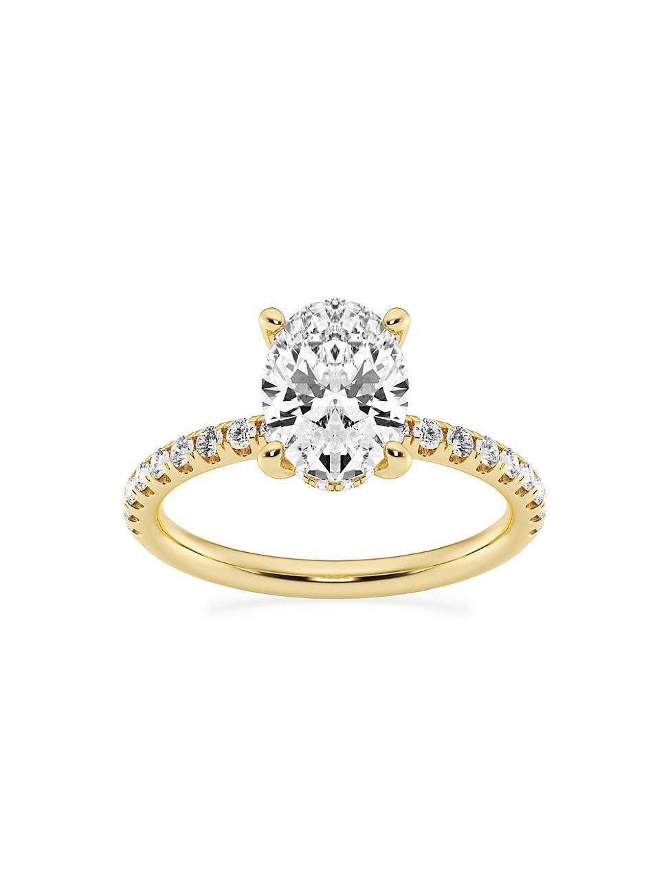 Womens 14K Yellow Gold & Oval Lab-Grown Diamond Hidden Halo Ring/0.80-3.41 TCW Product Image